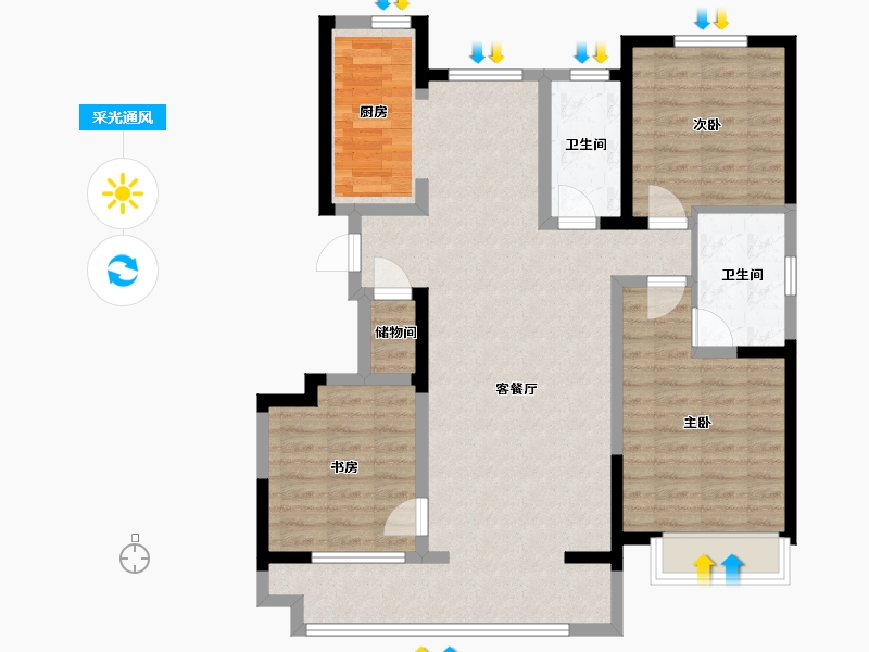 河北省-石家庄市-保利城-99.17-户型库-采光通风