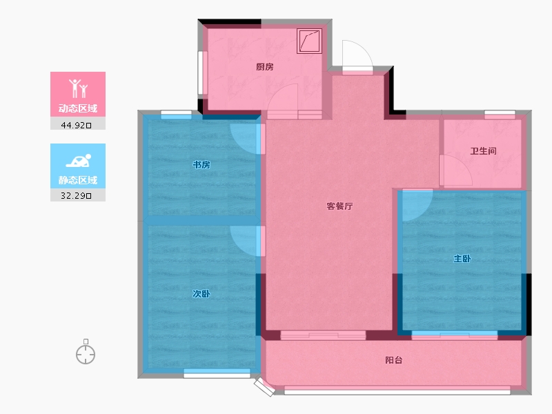 浙江省-绍兴市-嵊州金昌香湖明月-68.07-户型库-动静分区