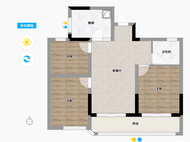 浙江省-绍兴市-嵊州金昌香湖明月-68.07-户型库-采光通风