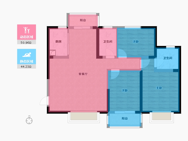 陕西省-西安市-隆源国际城·悦启-84.04-户型库-动静分区