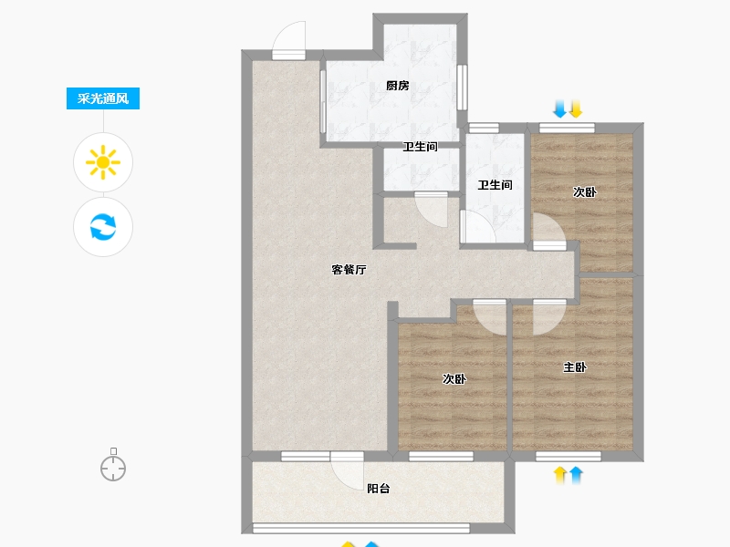 山东省-青岛市-青岛龙湖光年-83.13-户型库-采光通风