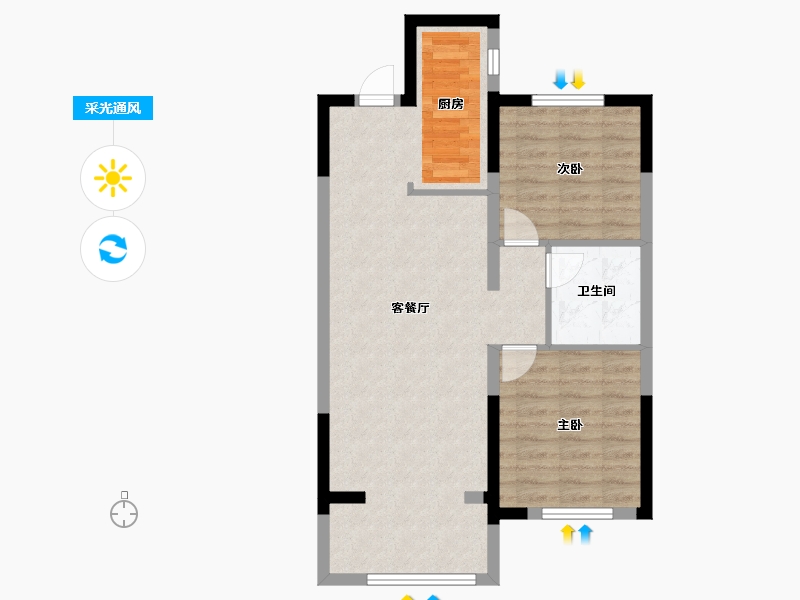 河北省-石家庄市-保利城-69.60-户型库-采光通风