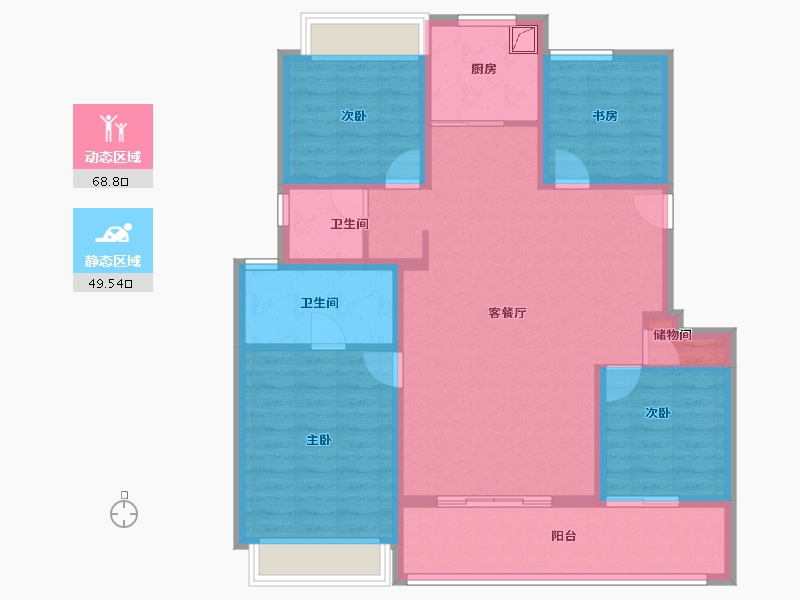 江苏省-无锡市-蠡湖国际小镇-105.73-户型库-动静分区