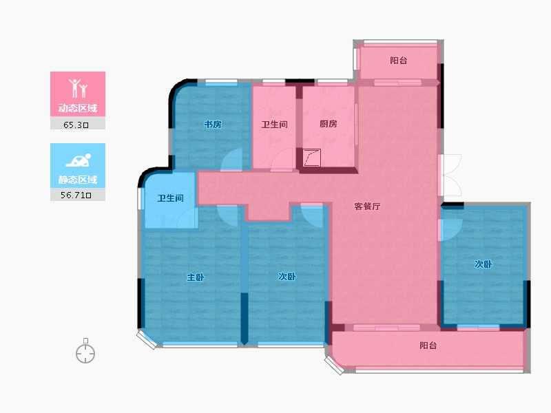 浙江省-绍兴市-嵊州金昌香湖明月-109.12-户型库-动静分区