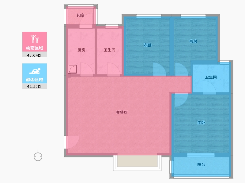 陕西省-西安市-隆源国际城·悦启-77.34-户型库-动静分区