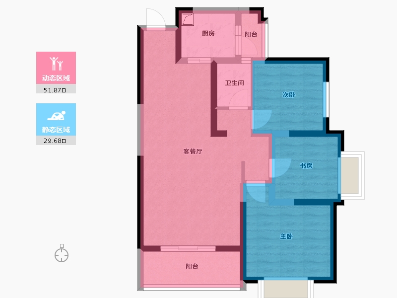 陕西省-西安市-隆源国际城·悦启-71.39-户型库-动静分区