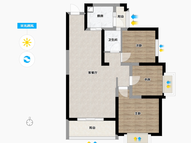 陕西省-西安市-隆源国际城·悦启-71.39-户型库-采光通风