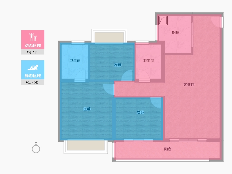 江苏省-无锡市-阳光城印月文澜-90.45-户型库-动静分区