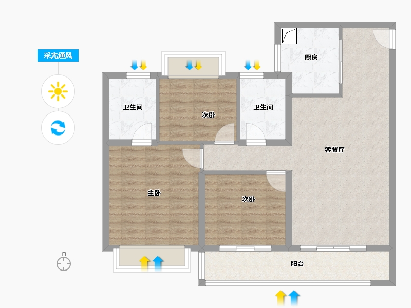 江苏省-无锡市-阳光城印月文澜-90.45-户型库-采光通风