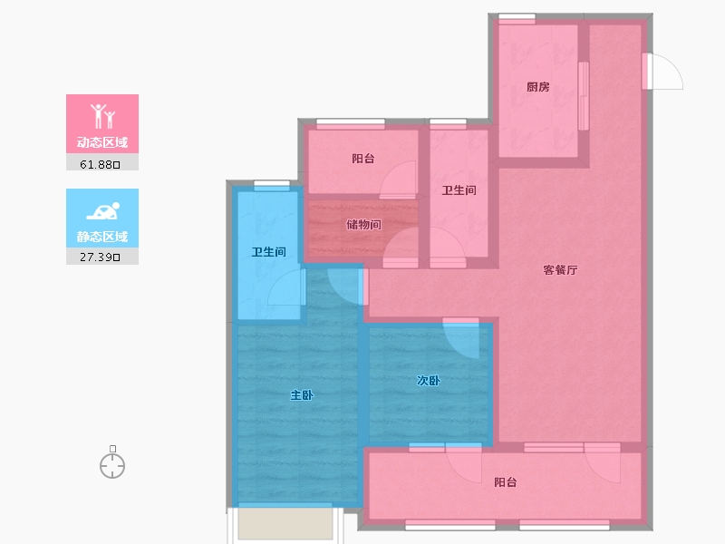 山东省-青岛市-凯景领盛豪庭-77.60-户型库-动静分区