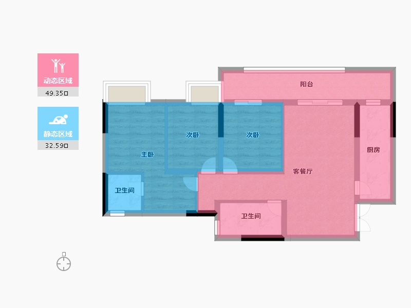 重庆-重庆市-中国铁建云锦山-71.99-户型库-动静分区