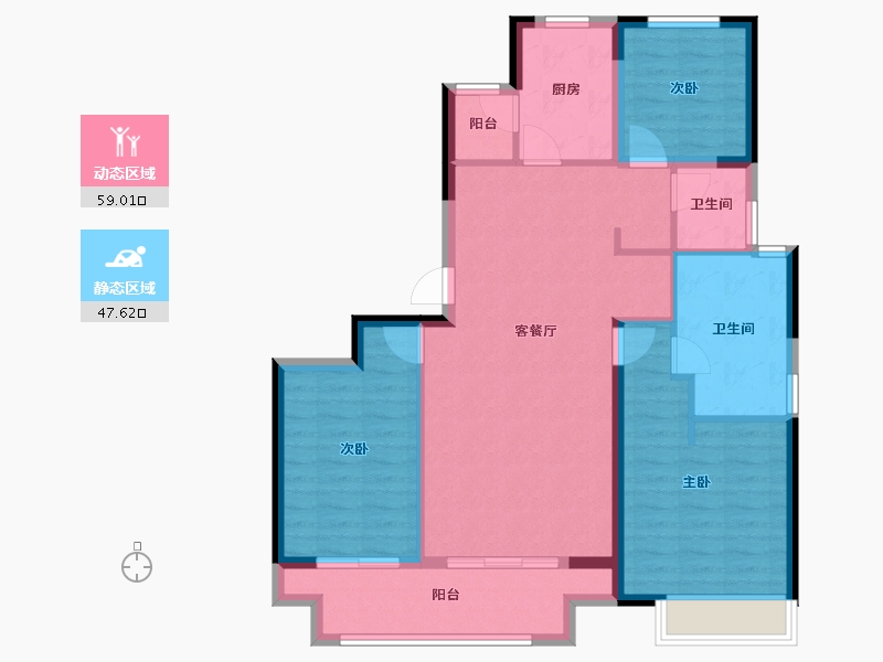 陕西省-西安市-陕建荣华臻萃府-96.00-户型库-动静分区