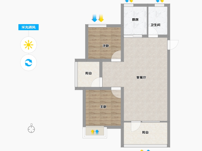 山东省-青岛市-京华海悦-72.00-户型库-采光通风