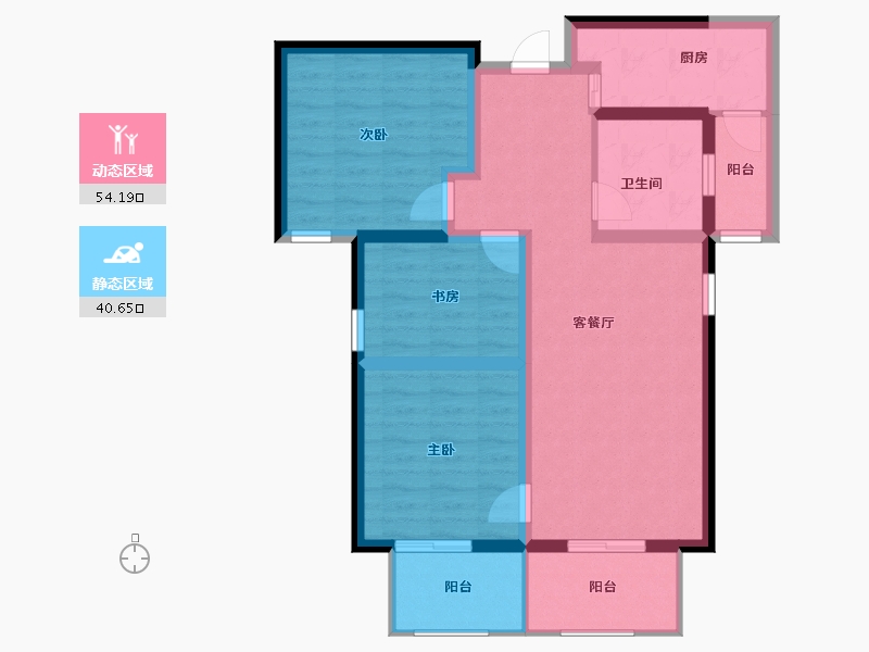 陕西省-西安市-天地源万熙天地-84.00-户型库-动静分区