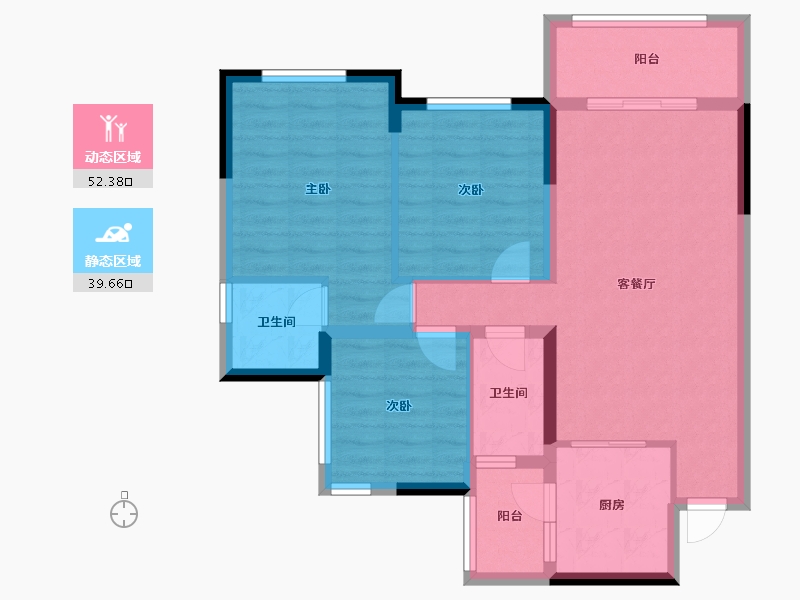 重庆-重庆市-昕晖伊顿庄园观澜-82.02-户型库-动静分区