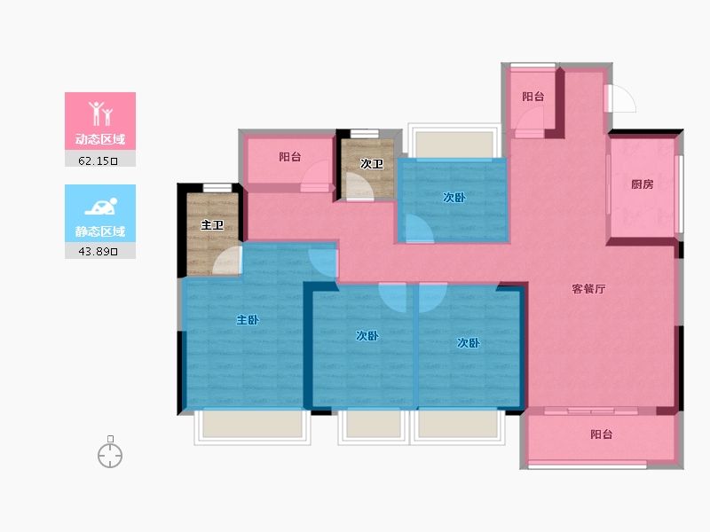 湖南省-长沙市-浏阳湾田·和悦家园-100.46-户型库-动静分区