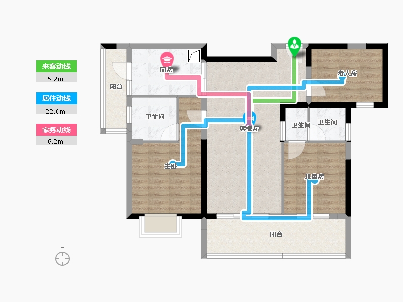 湖南省-长沙市-绿地V岛-86.31-户型库-动静线