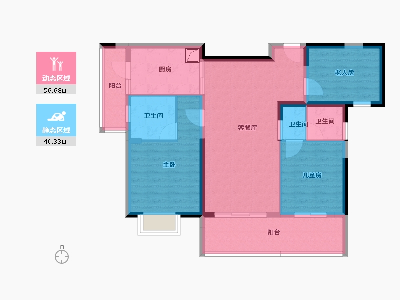 湖南省-长沙市-绿地V岛-86.31-户型库-动静分区