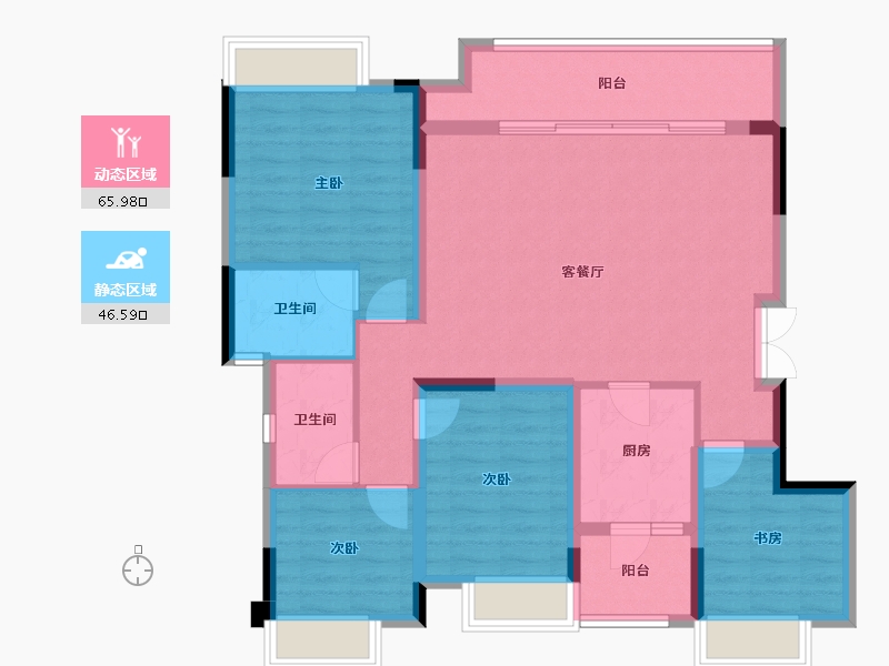 重庆-重庆市-雅居乐九龙雅郡-100.58-户型库-动静分区