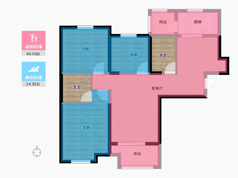 陕西省-西安市-天地源万熙天地-82.31-户型库-动静分区