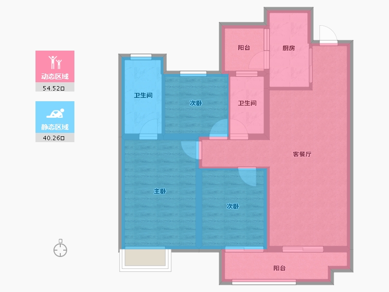 陕西省-西安市-陕建荣华臻萃府-84.20-户型库-动静分区