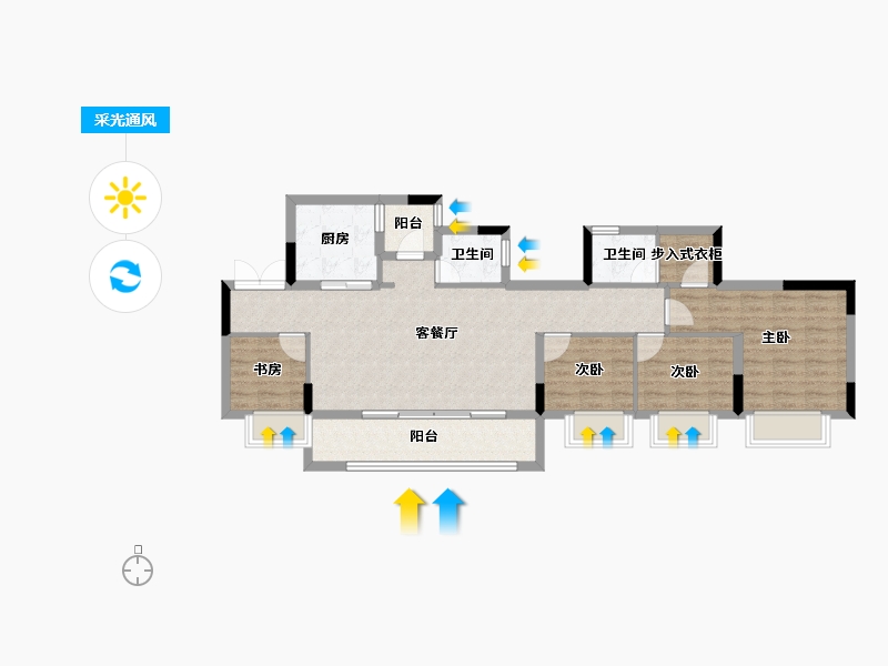 重庆-重庆市-海成北宸上院-88.85-户型库-采光通风