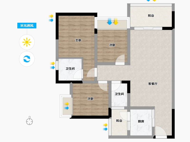 重庆-重庆市-江与江南-81.30-户型库-采光通风