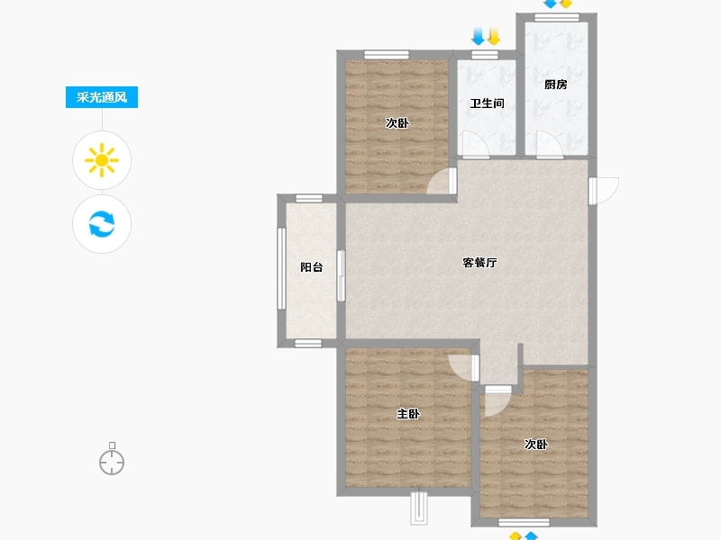 江苏省-徐州市-港利上城国际-95.32-户型库-采光通风