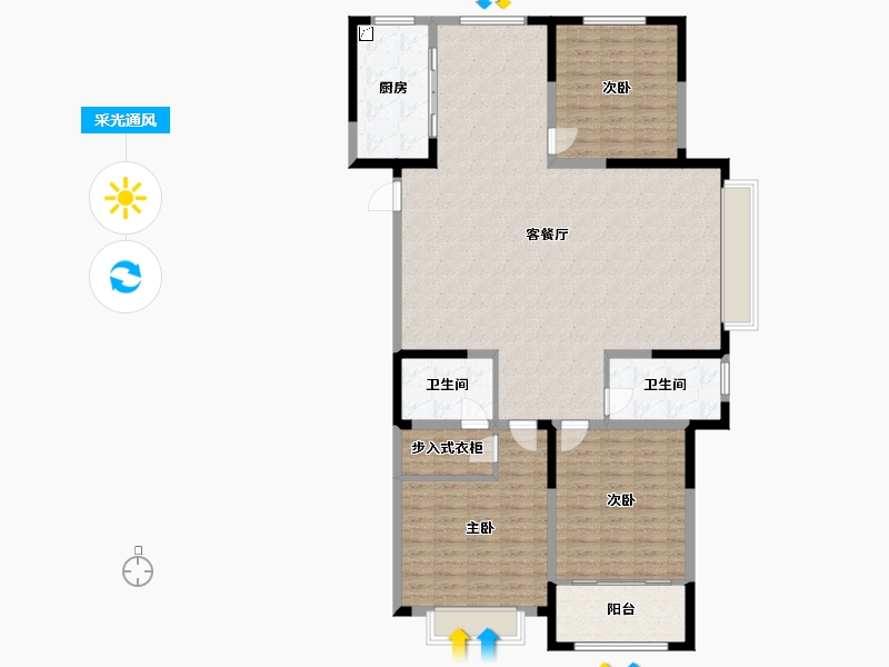 山东省-滨州市-铭轩嘉苑-148.00-户型库-采光通风