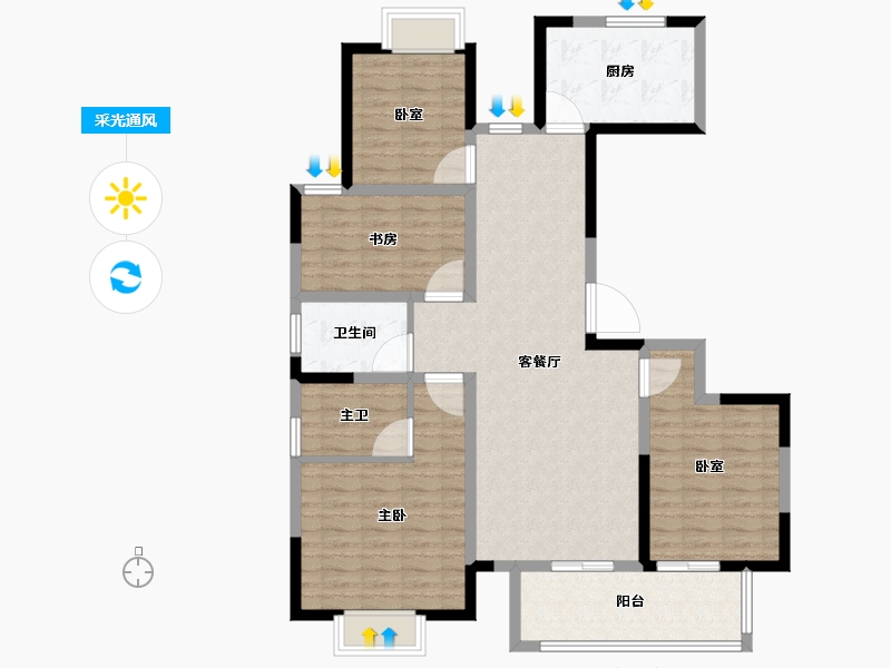 江苏省-徐州市-济高致远翡翠园-111.20-户型库-采光通风