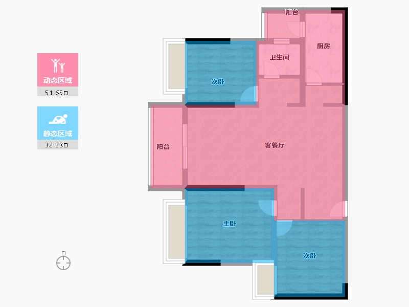 重庆-重庆市-金科集美江悦-74.00-户型库-动静分区