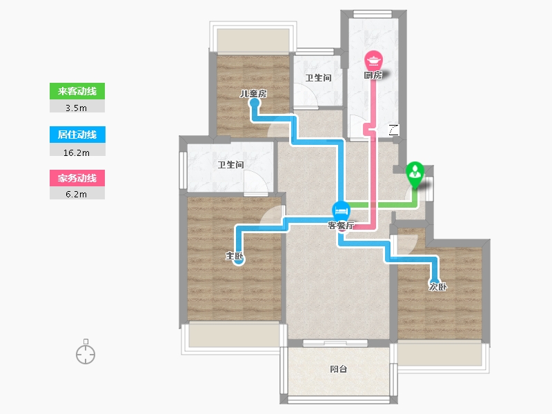 上海-上海市-融创唐镇-76.00-户型库-动静线