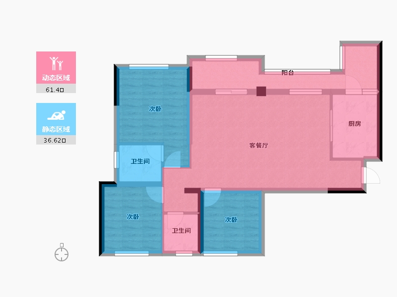 重庆-重庆市-昕晖伊顿庄园观澜-86.95-户型库-动静分区