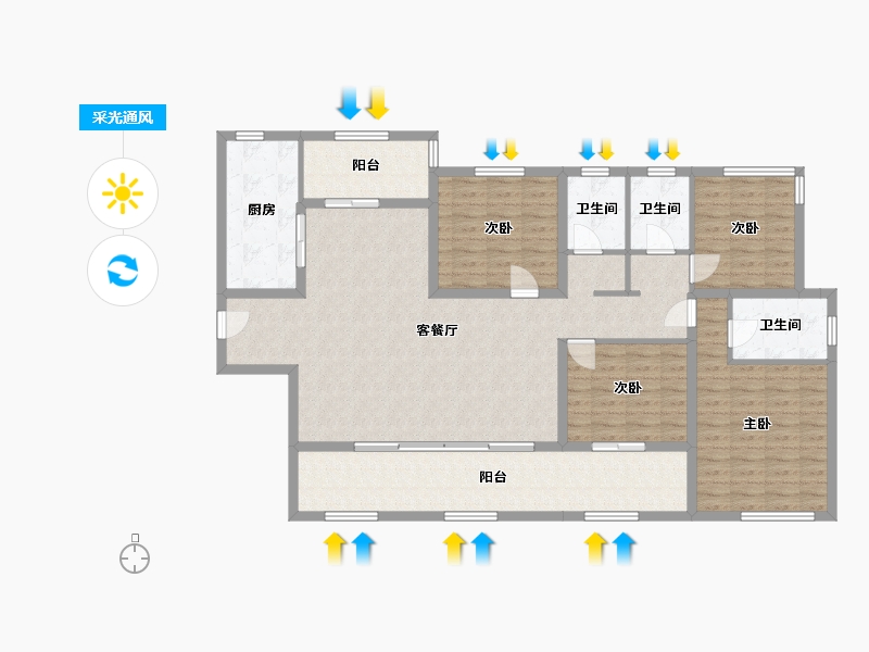 湖南省-怀化市-金为潇湘锦城-130.00-户型库-采光通风