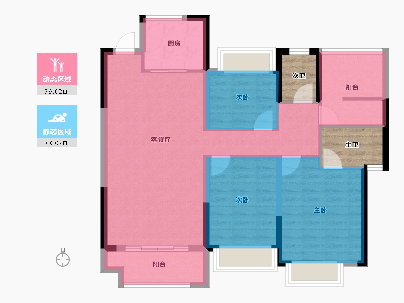 湖南省-长沙市-浏阳湾田·和悦家园-89.42-户型库-动静分区