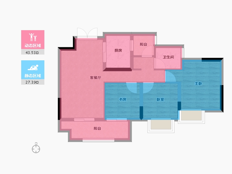 重庆-重庆市-海成北宸上院-62.44-户型库-动静分区