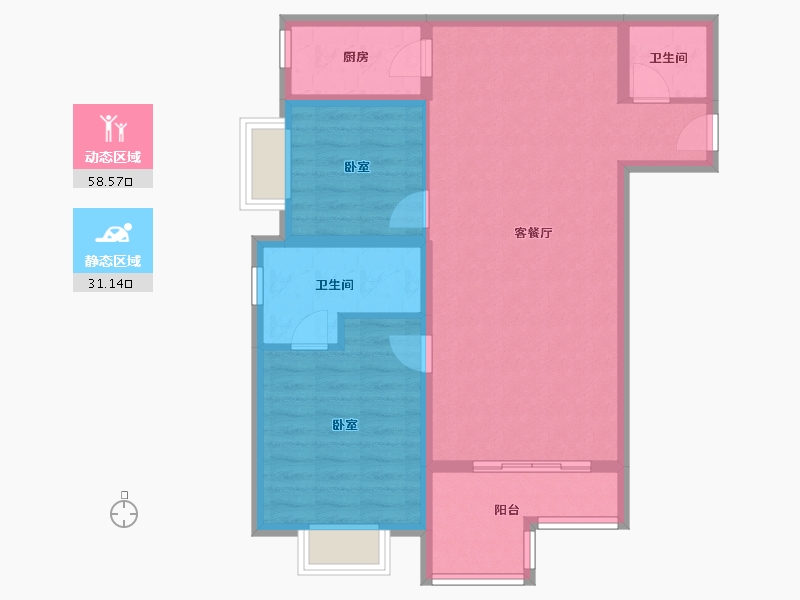 重庆-重庆市-中铁任之健康城-80.50-户型库-动静分区