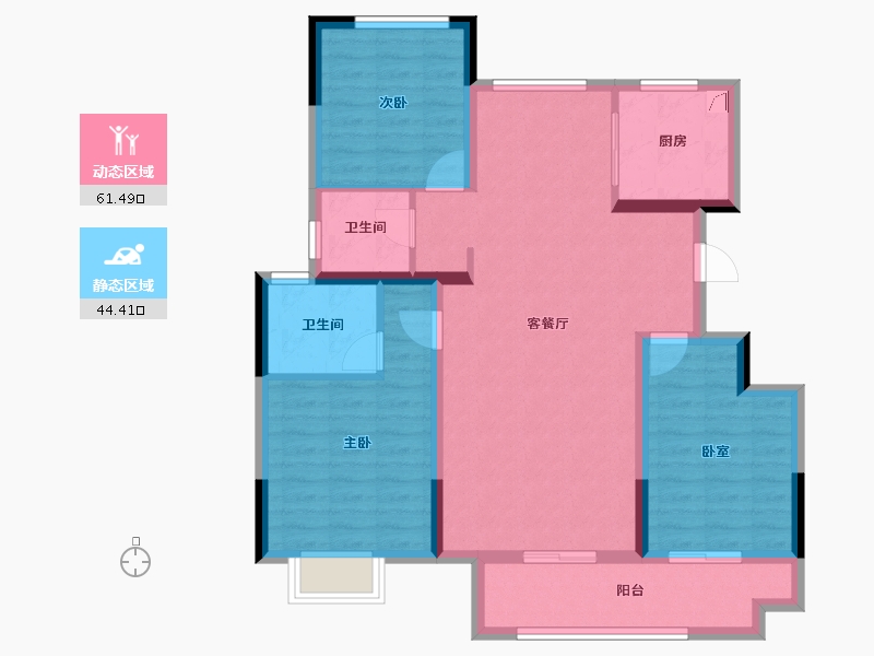 江苏省-徐州市-浅山风華-94.57-户型库-动静分区