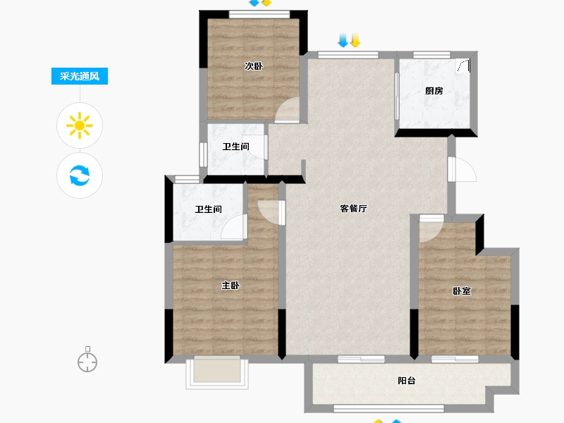 江苏省-徐州市-浅山风華-94.57-户型库-采光通风