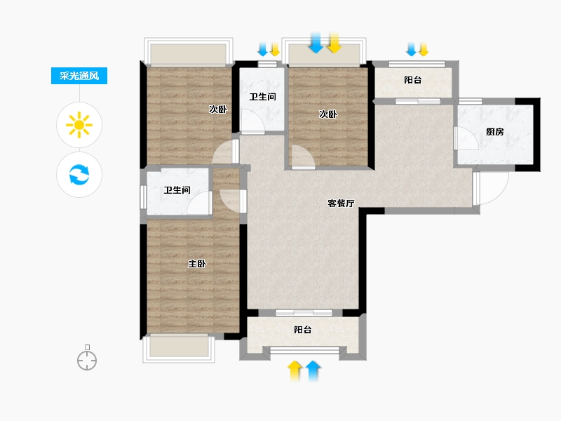 湖北省-武汉市-星湖湾-96.40-户型库-采光通风