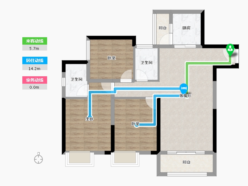 重庆-重庆市-泽京海棠香国香溪樾-83.53-户型库-动静线