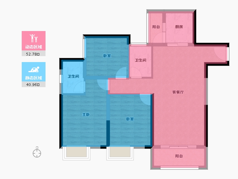 重庆-重庆市-泽京海棠香国香溪樾-83.53-户型库-动静分区