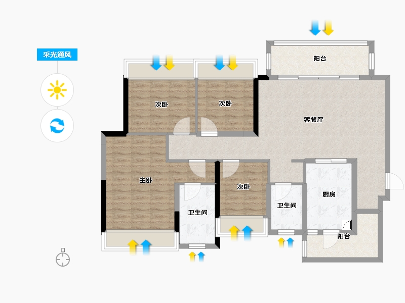 贵州省-贵阳市-融创九璟湾-111.08-户型库-采光通风