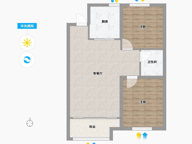 山东省-青岛市-卓越花园-71.20-户型库-采光通风