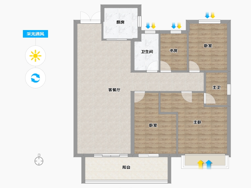 江苏省-徐州市-璟宸华府-111.68-户型库-采光通风