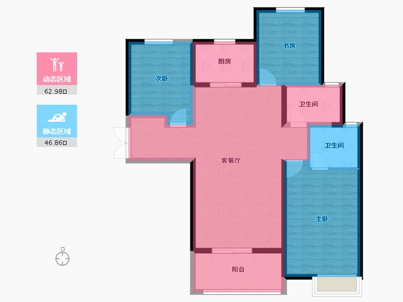 陕西省-西安市-阳光城翡丽曲江-98.40-户型库-动静分区