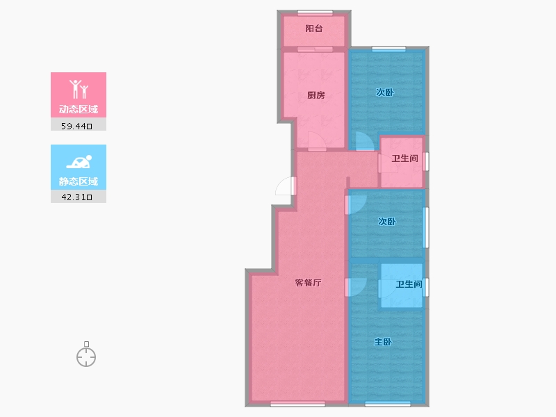 辽宁省-葫芦岛市-一品花园-100.00-户型库-动静分区