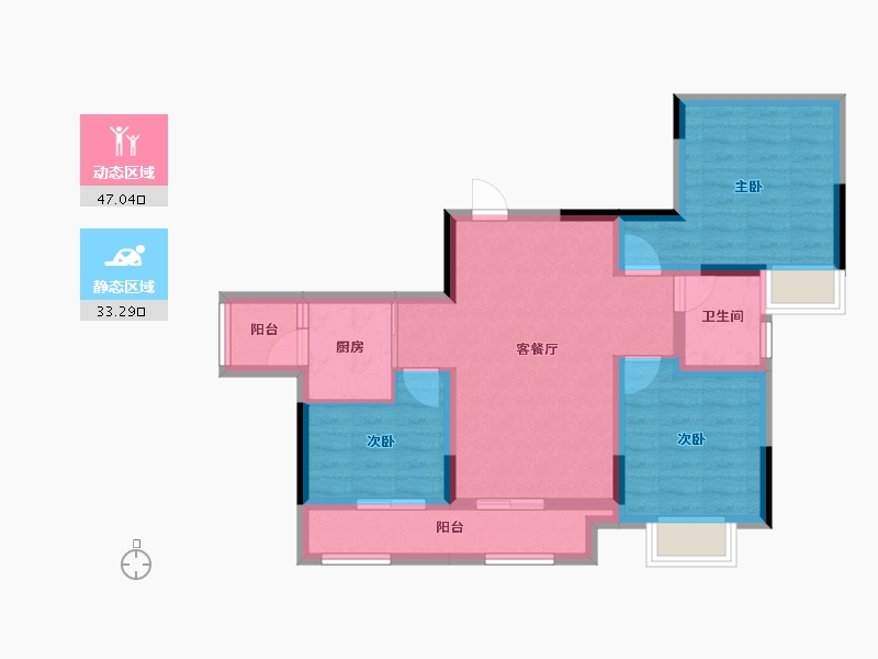 重庆-重庆市-光华安纳溪湖-70.52-户型库-动静分区