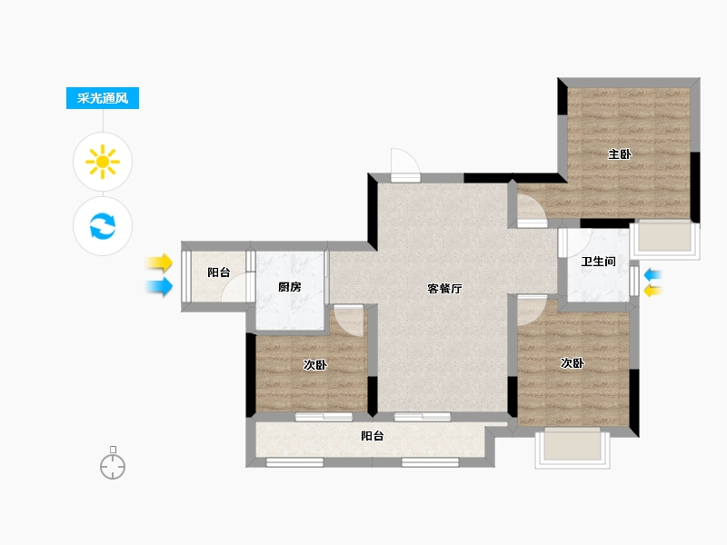 重庆-重庆市-光华安纳溪湖-70.52-户型库-采光通风