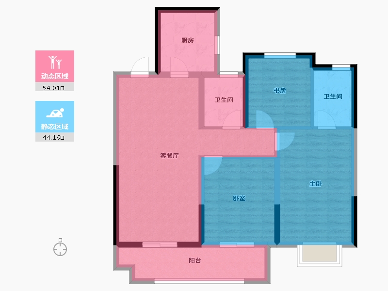 江苏省-徐州市-华建溪棠-87.68-户型库-动静分区